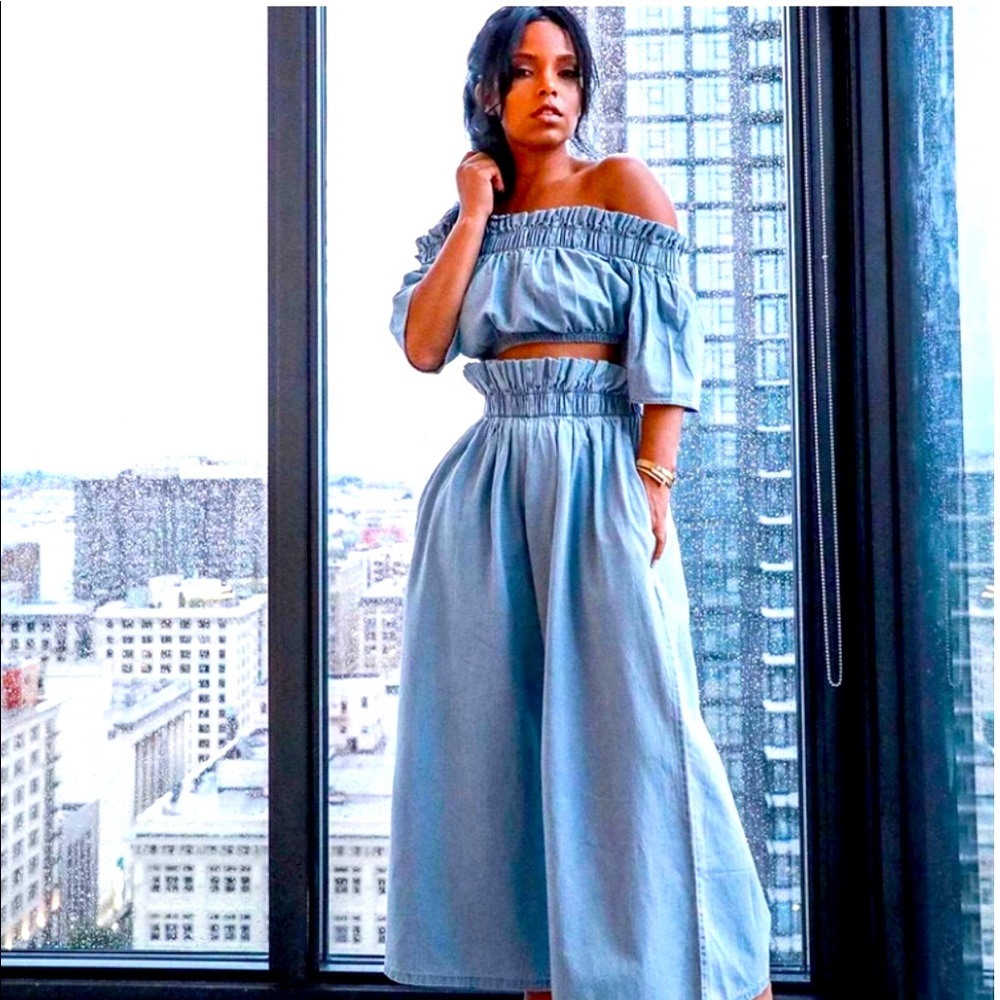 Denim big leg set